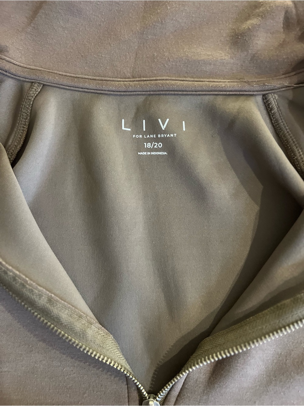 Lane Bryant LIVI Full-Zip Hoodie in Olive Green